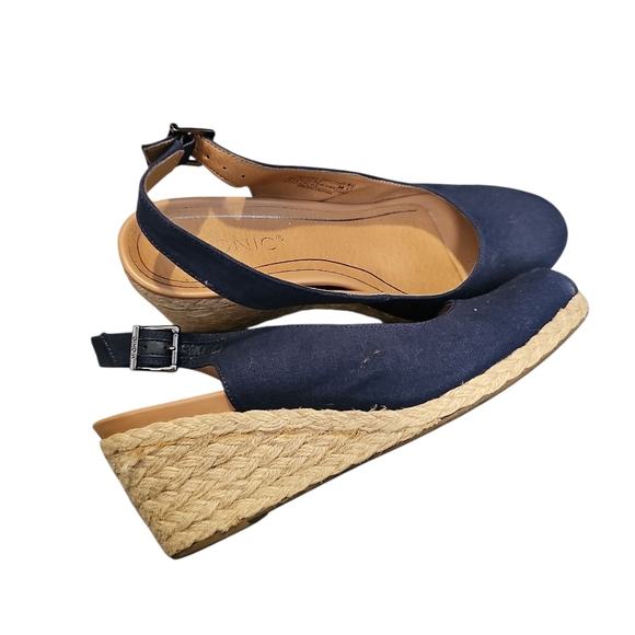 Vionic Navy Wedge Espadrille Slingback Sandals Sz 8 - Picture 4 of 5